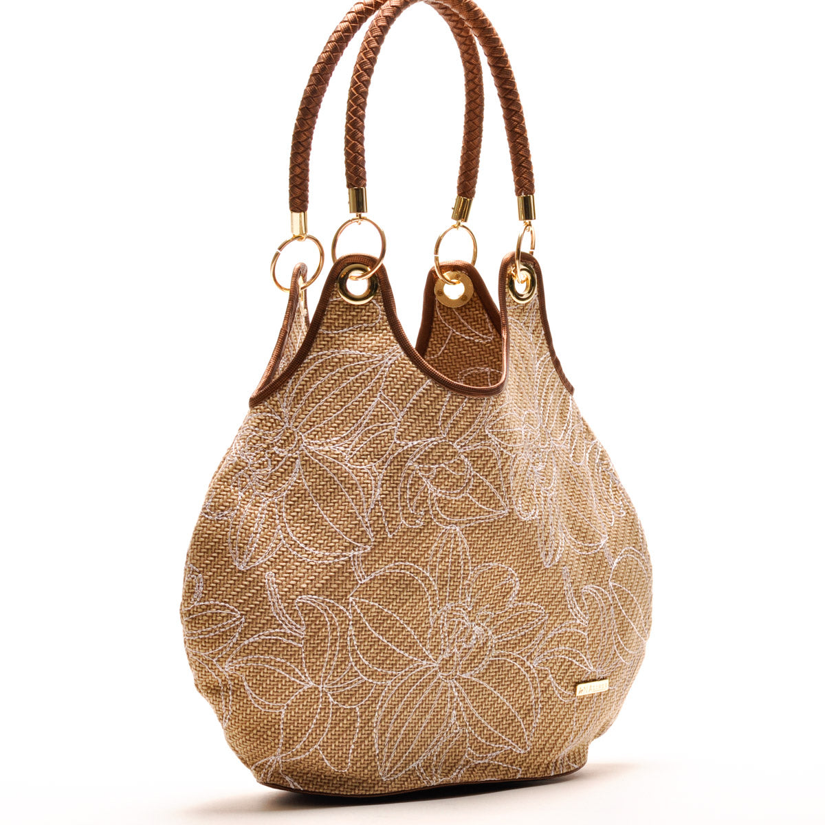 Bolso Round Jute White Flowers - Ana Lince Accesorios - Accesorios para Mujer - Atemporales & Sostenibles